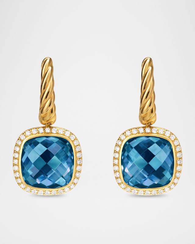 Albion Drop Earrings with Gemstones and Diamonds in 18K Gold, 10mm